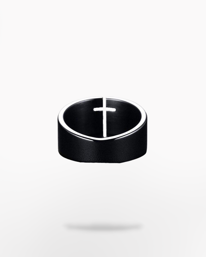 Techwear Black Cross Ring