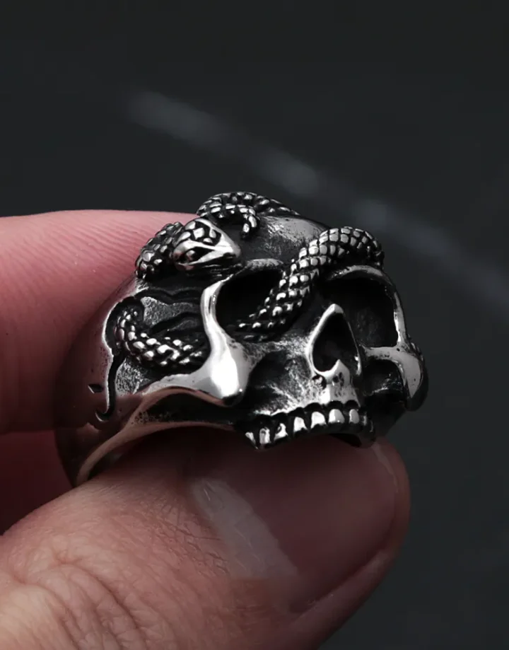 Techwear Skull Snake Ring