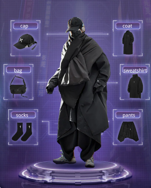 Techwear Coat With Detachable Shoulder Cape