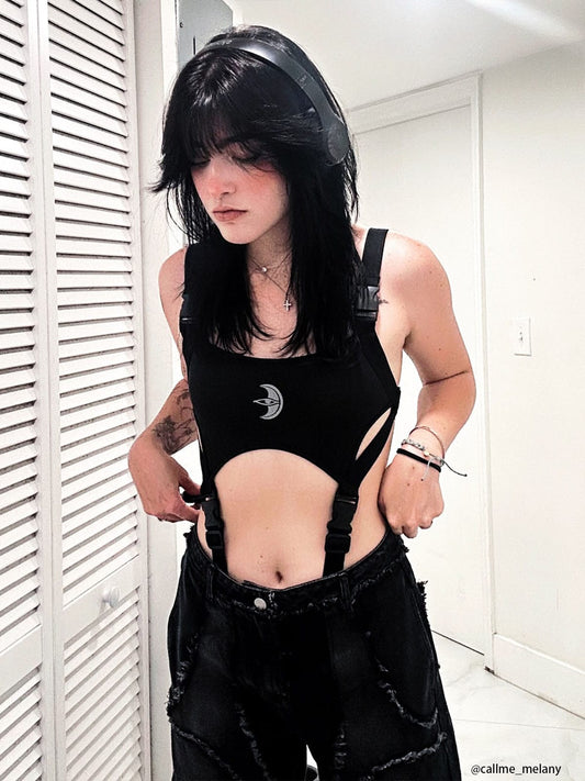 Woven Ribbon Cut-Out Bodysuit