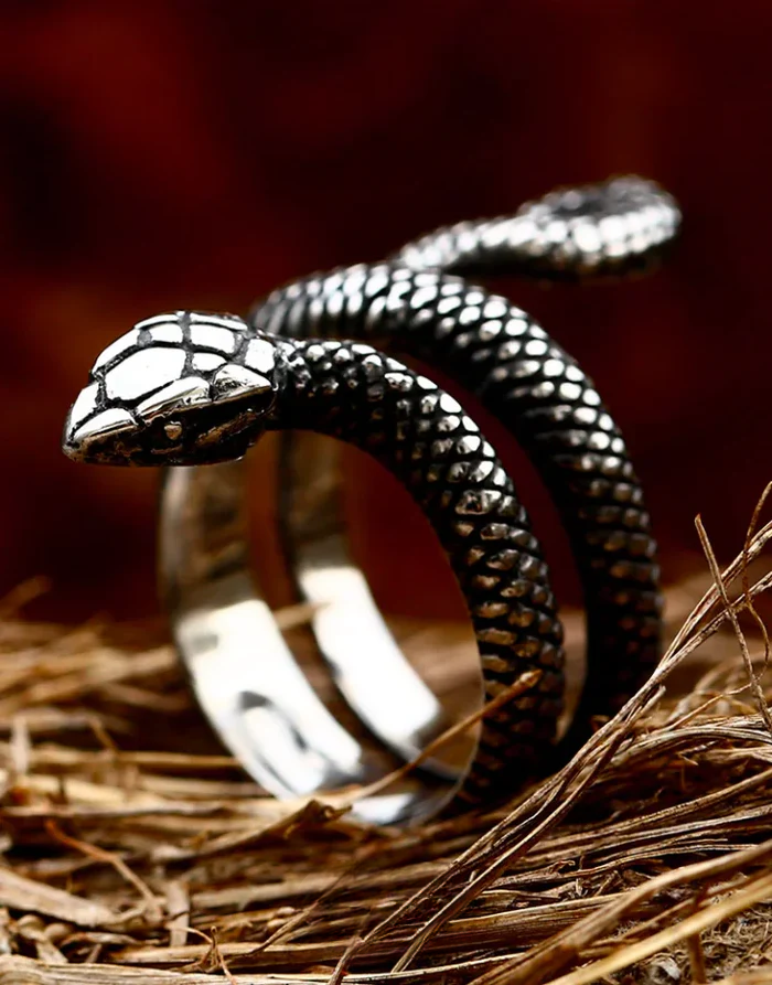 Techwear Snake Silver Ring