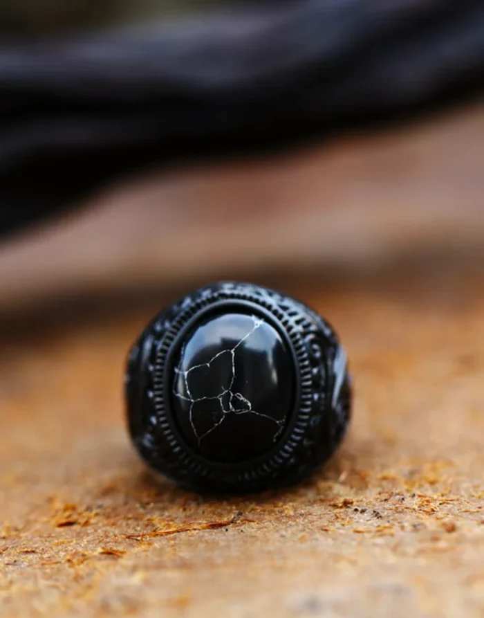 Techwear Black Turquoise Ring