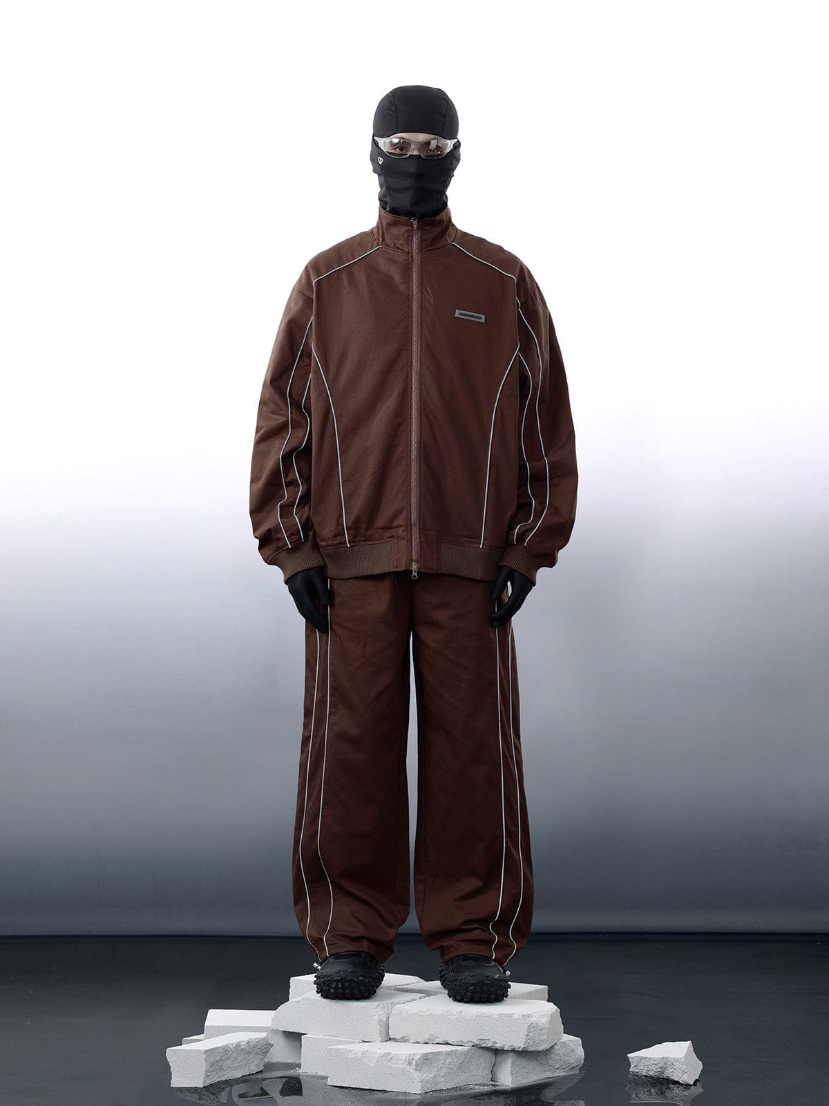 Solid Reflective Strip Drawstring Pants