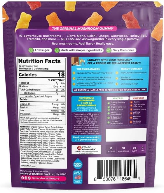 10-in-1 Mushroom and Ashwagandha Gummies