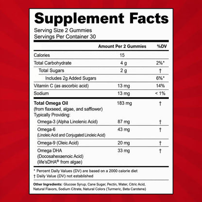Feel Great Vitamins Omega 3 for Kids | DHA Gummies for Kids with Plant-Based Omega 3 6 9 + Vitamin C | Supports Brain, Vision & Heart Health | Vegetarian, No Fishy Taste | 60 Gummies