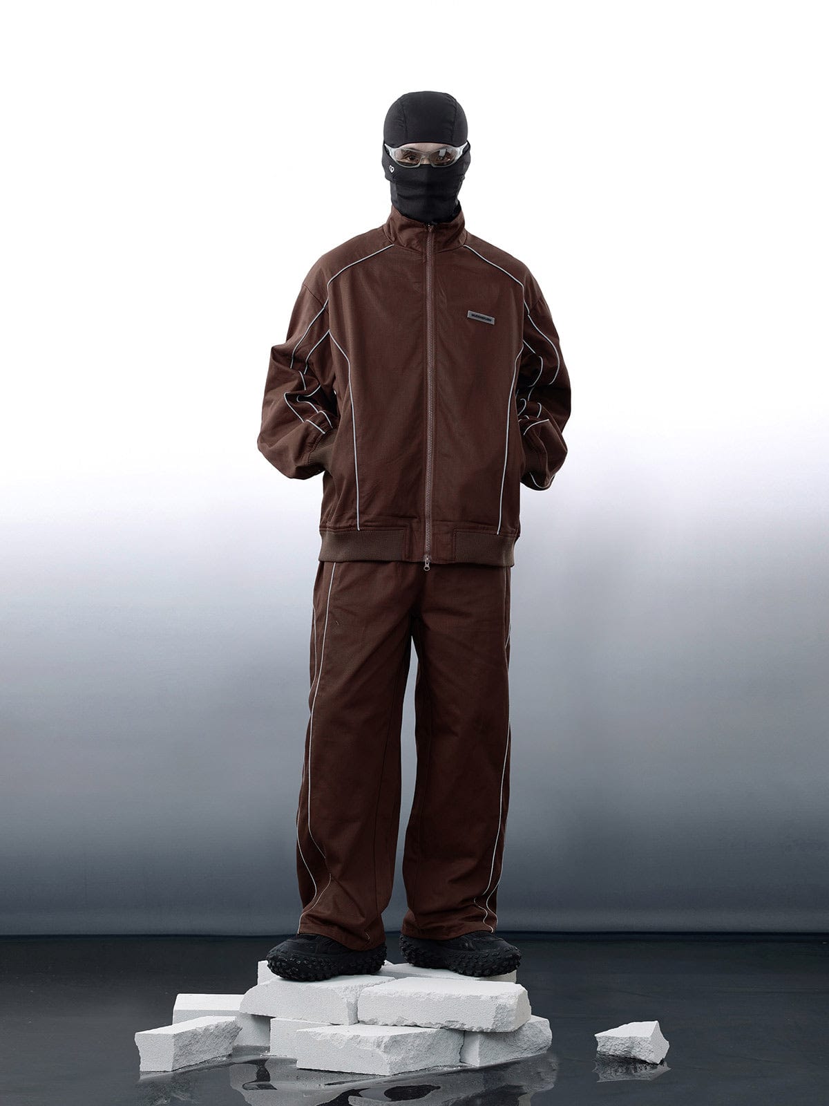 Solid Reflective Strip Drawstring Pants
