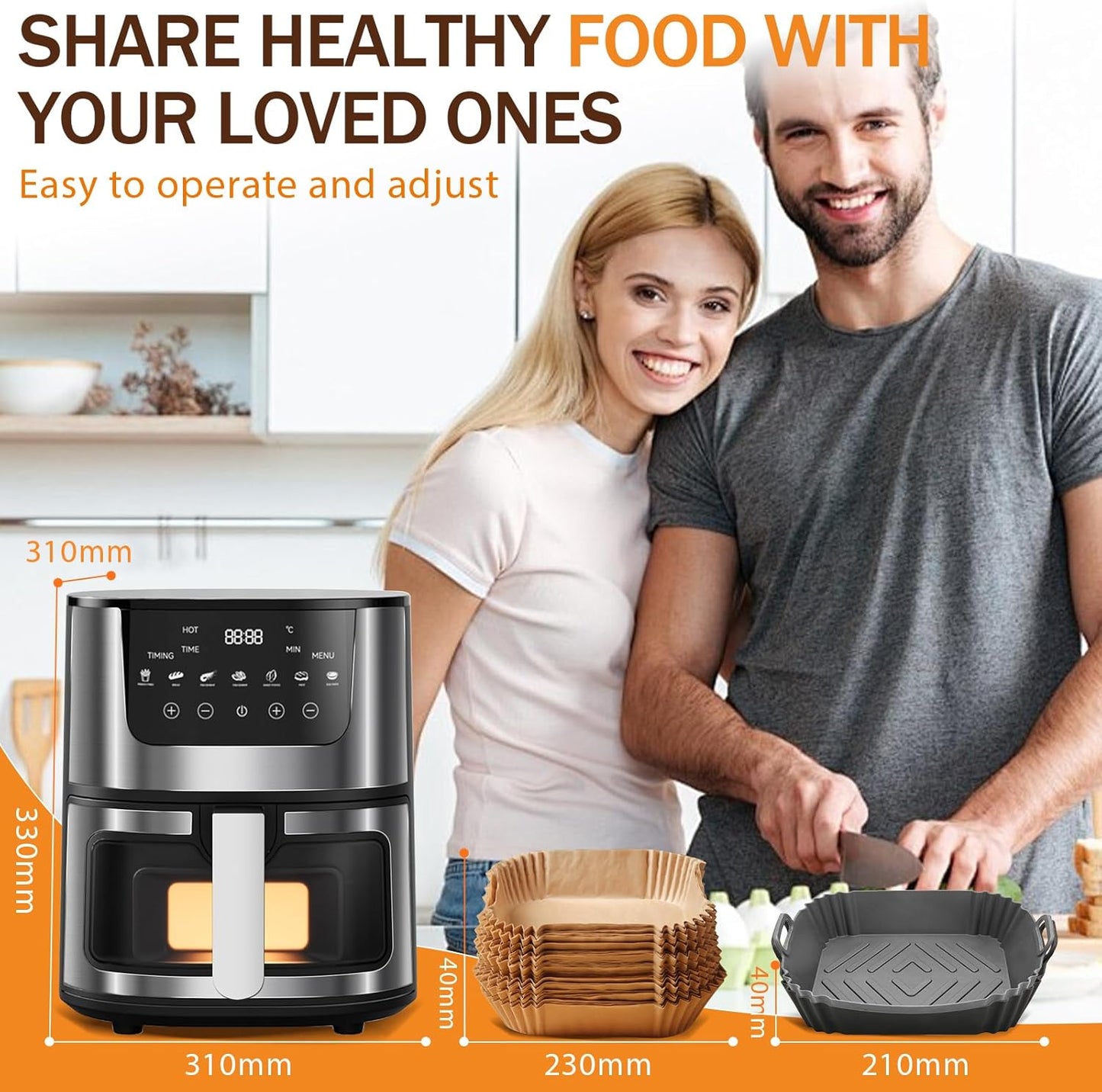 AeroSmart 7-Quart XL Smart Air Fryer 1400W