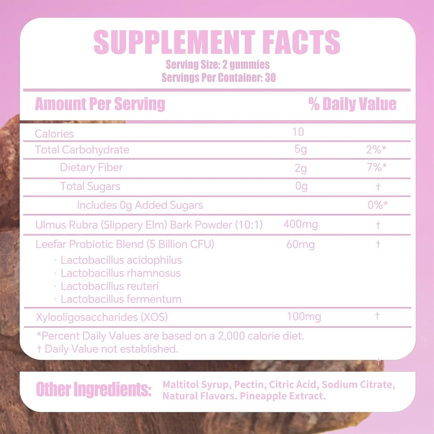 Women’s Probiotic + Slippery Elm - 5 Billion CFU Vaginal Probiotics + Prebiotic Fiber - Supports Intimate Moisture, pH Balance, Odor Control & Yeast Balance* - Pineapple Flavor - 60 Gummies
