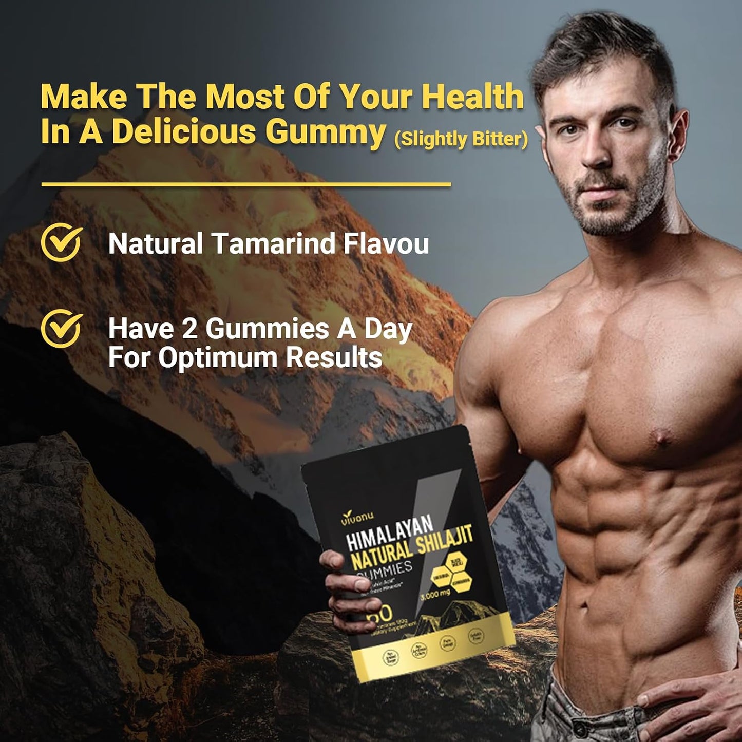 Himalayan Shilajit Gummies with Ashwagandha & Gokshura | 85+ Trace Minerals & Fulvic Acid | Organic, Non-GMO Micronutrient Supplement for Men & Women | 100% Pure & Natural (3000MG /1 Bag)