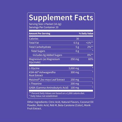 Nello Supersleep, Nighttime Sleep Support Drink Mix, Ashwagandha, Maizinol, L-Glycine, Magnesium Glycinate, Peach Dream (Pack of 20)