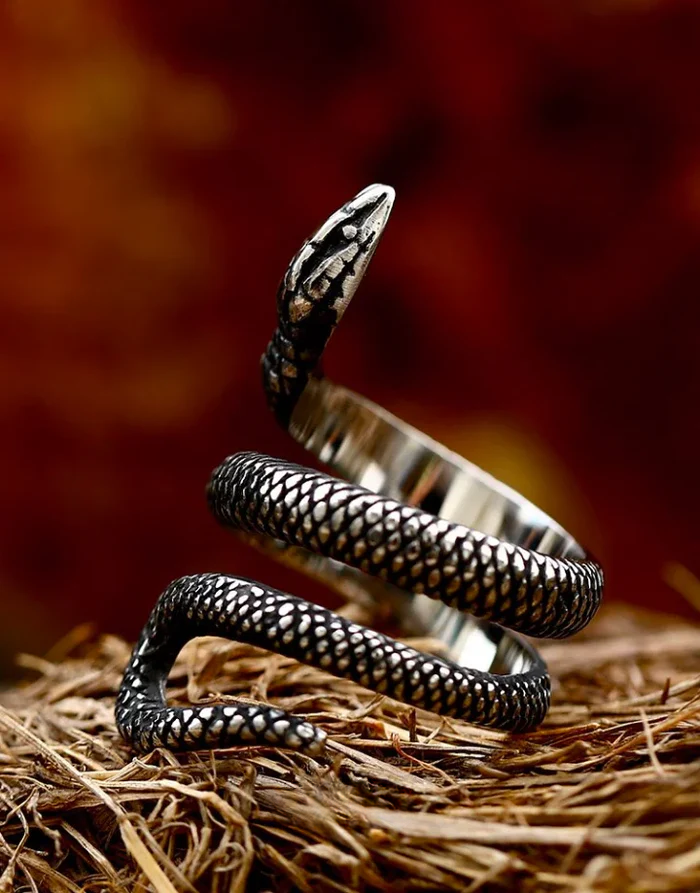 Techwear Snake Silver Ring
