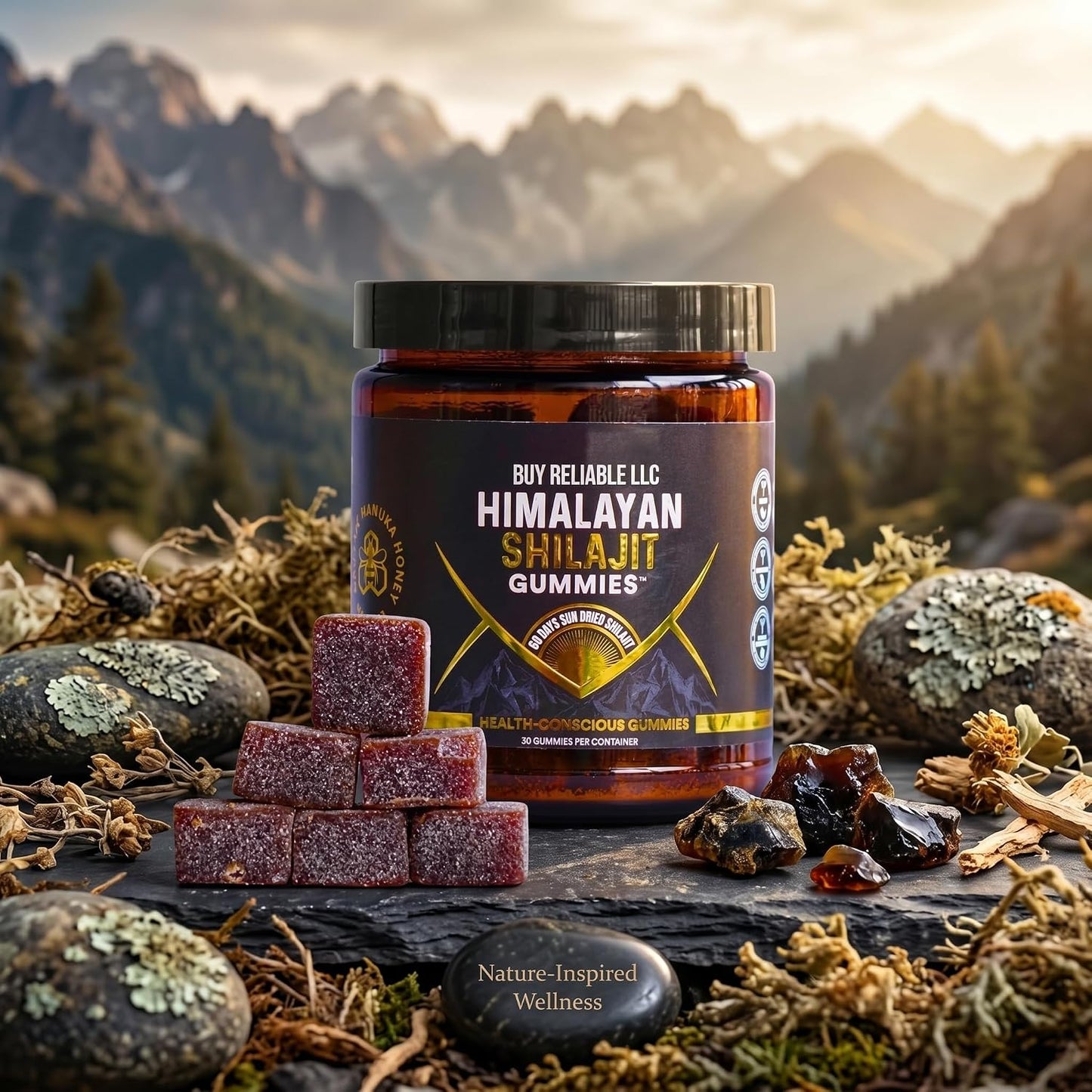 Shilajit Gummies – 30 Count | Fulvic Acid & Trace Minerals | Vegan, Non-GMO | Natural Flavor Gummies