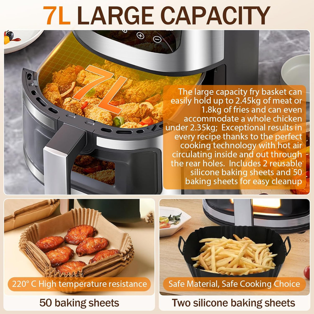 AeroSmart 7-Quart XL Smart Air Fryer 1400W