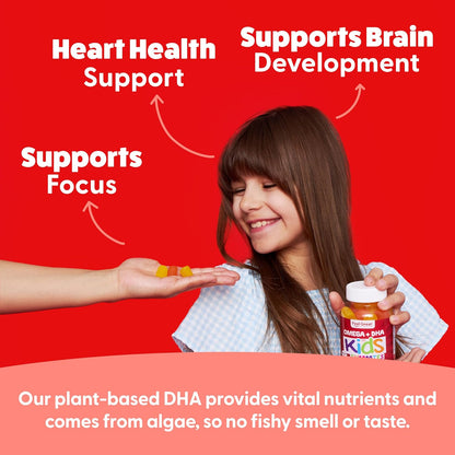 Feel Great Vitamins Omega 3 for Kids | DHA Gummies for Kids with Plant-Based Omega 3 6 9 + Vitamin C | Supports Brain, Vision & Heart Health | Vegetarian, No Fishy Taste | 60 Gummies