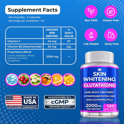 2000mg Glutathione Skin Brightening Complex