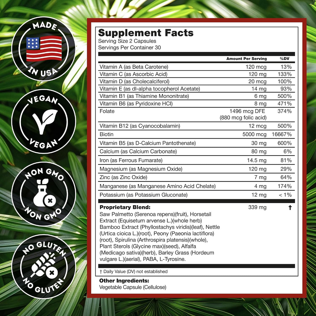 DHT Blocker Hair Growth Supplement - High Potency Biotin & Saw Palmetto