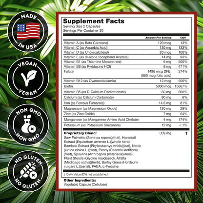 DHT Blocker Hair Growth Supplement - High Potency Biotin & Saw Palmetto for Hair Regrowth - Natural Hair Loss Treatments for Women & Men - Helps Stimulate Hair Follicle Growth