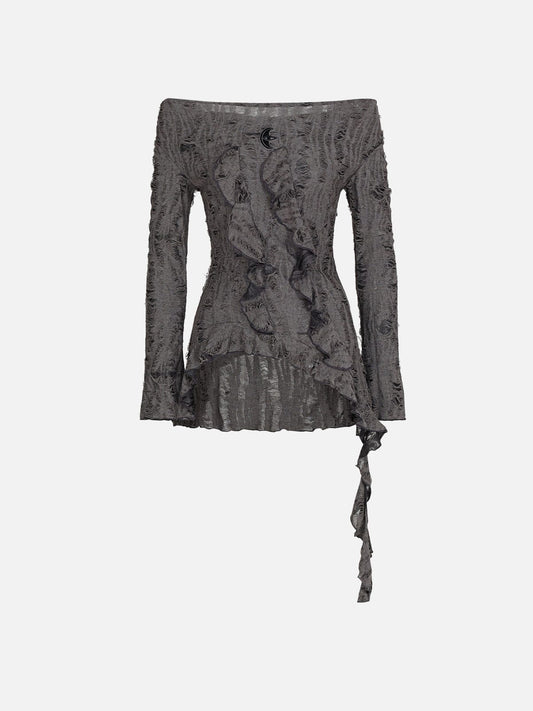 Irregular Hem Knit Hoodie