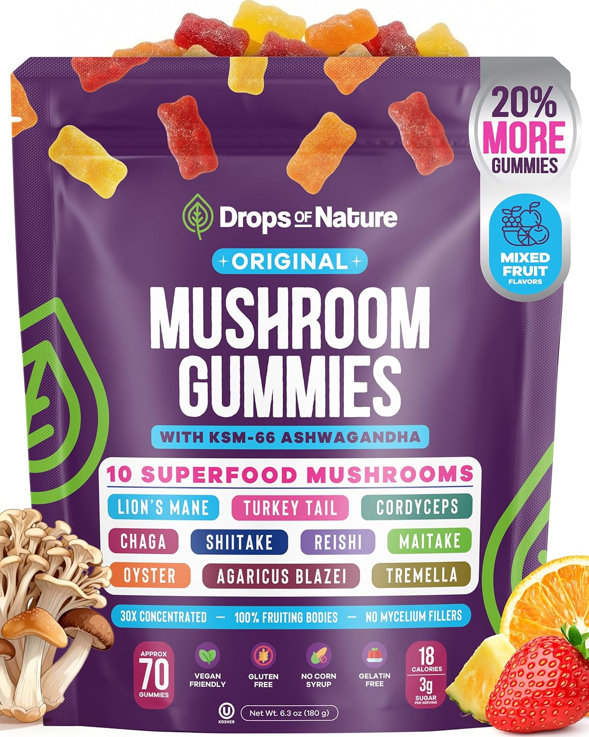 10-in-1 Mushroom and Ashwagandha Gummies