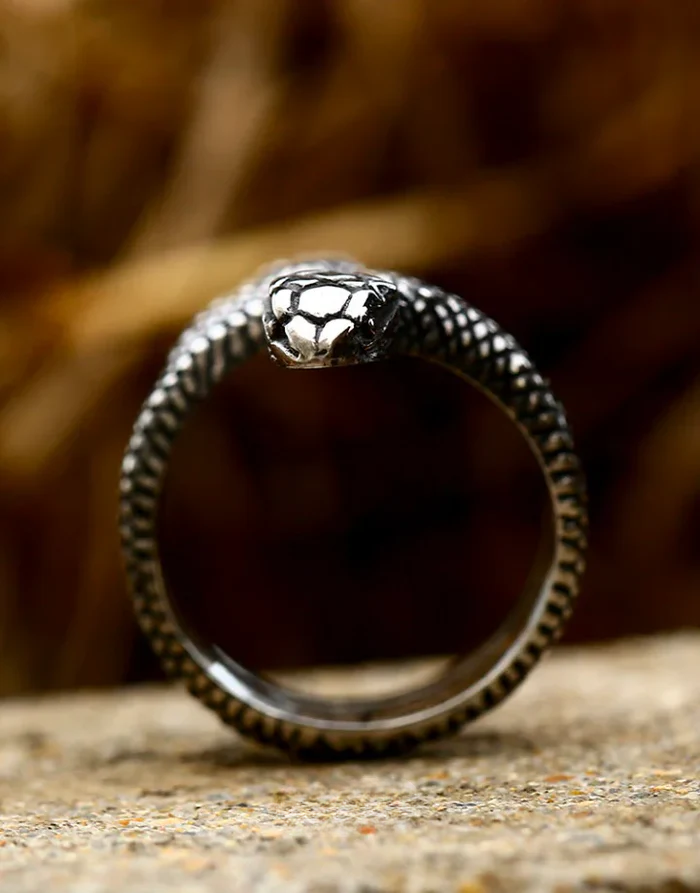 Techwear Snake Silver Ring