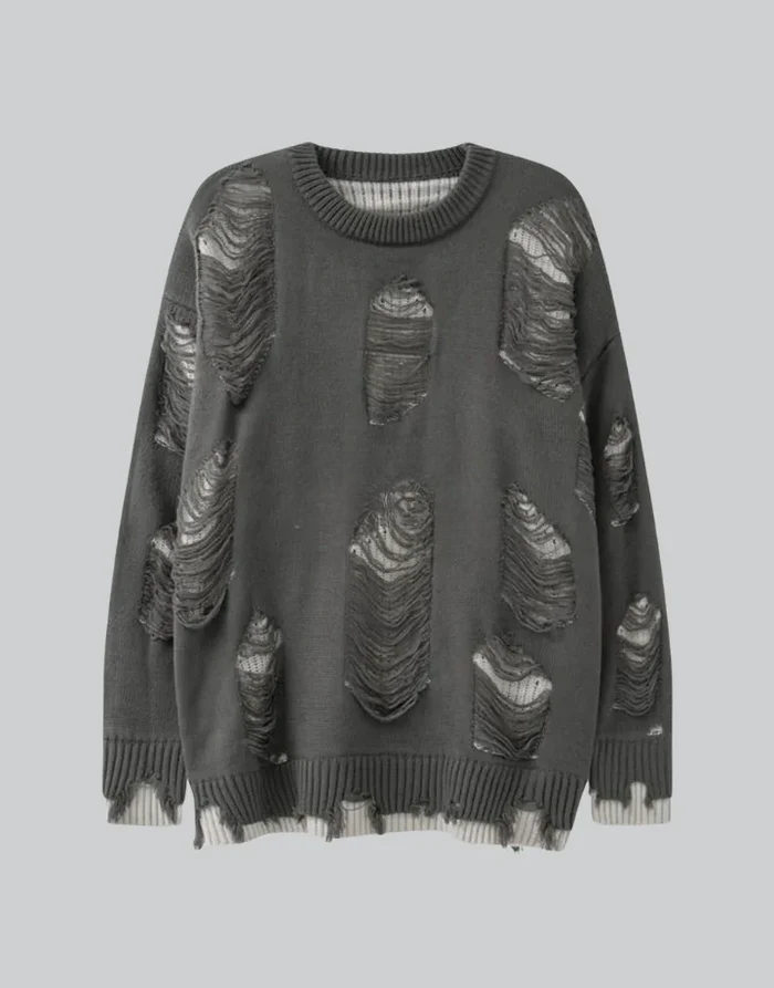 Techwear Vintage Ripped Sweater