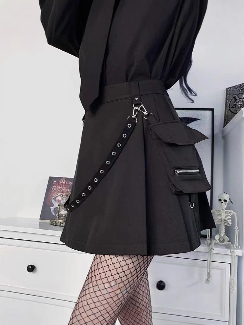 Black Cargo Skirt