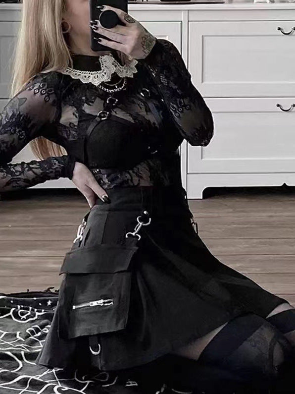 Black Cargo Skirt