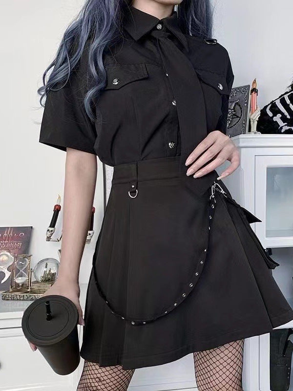 Black Cargo Skirt