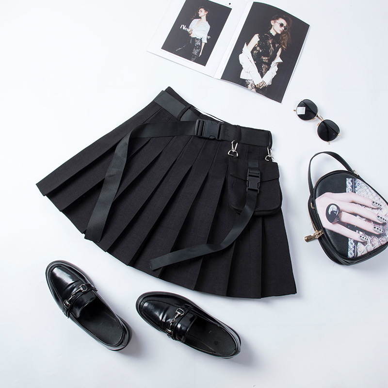 Black Cargo Mini Skirt