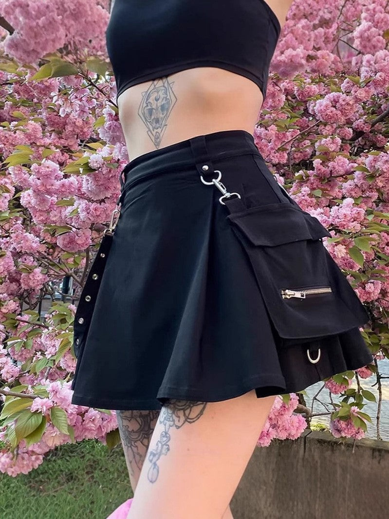 Black Cargo Skirt