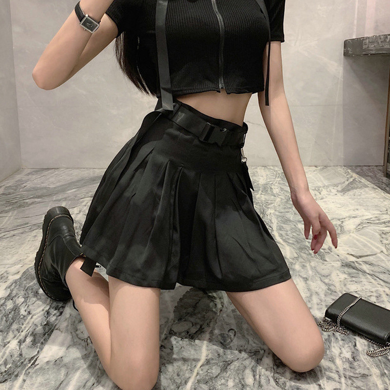 Black Cargo Mini Skirt