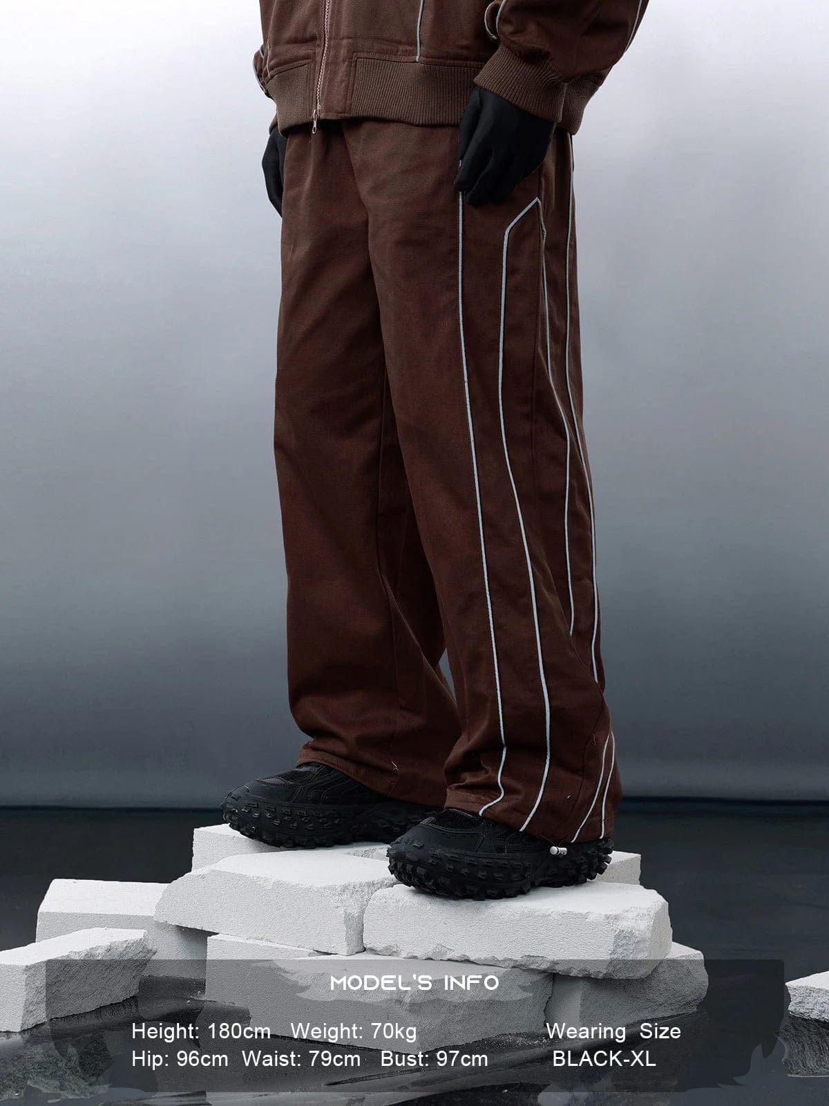Solid Reflective Strip Drawstring Pants