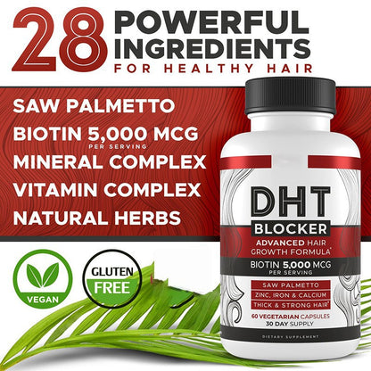 DHT Blocker Hair Growth Supplement - High Potency Biotin & Saw Palmetto