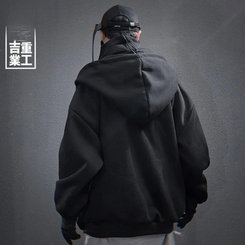 Embroidered High-Neck Layered Heavyweight Sweatshirt
