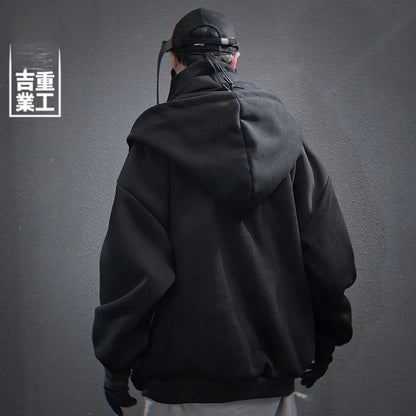Embroidered High-Neck Layered Heavyweight Sweatshirt