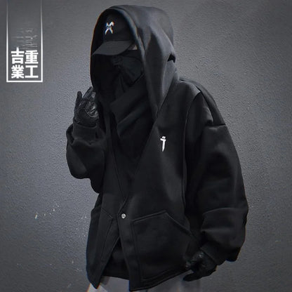 Embroidered High-Neck Layered Heavyweight Sweatshirt