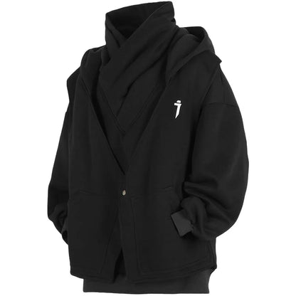 Embroidered High-Neck Layered Heavyweight Sweatshirt