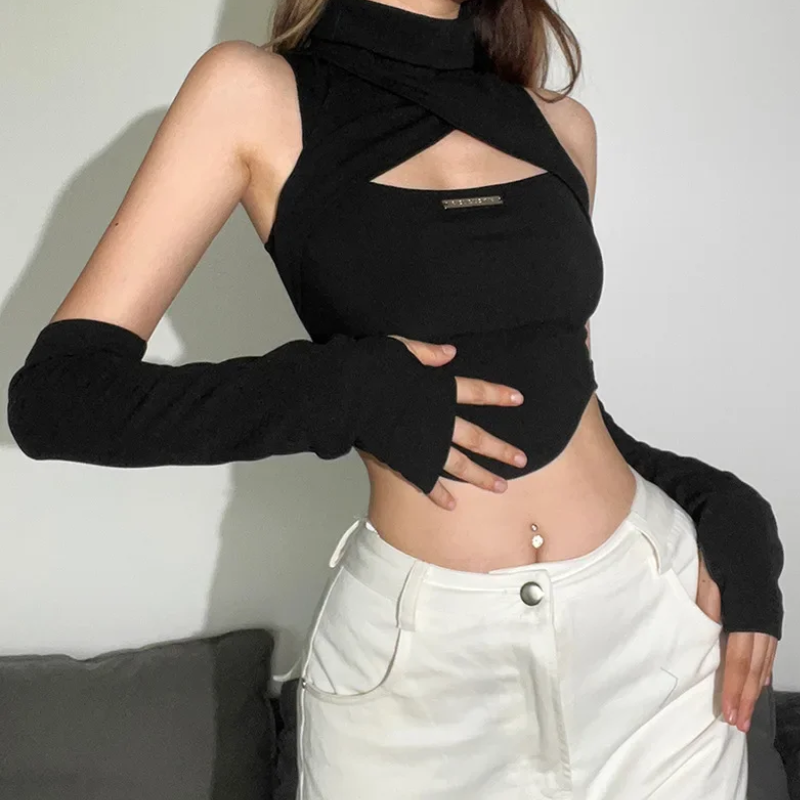 Techwear Hollow Out Crop Top