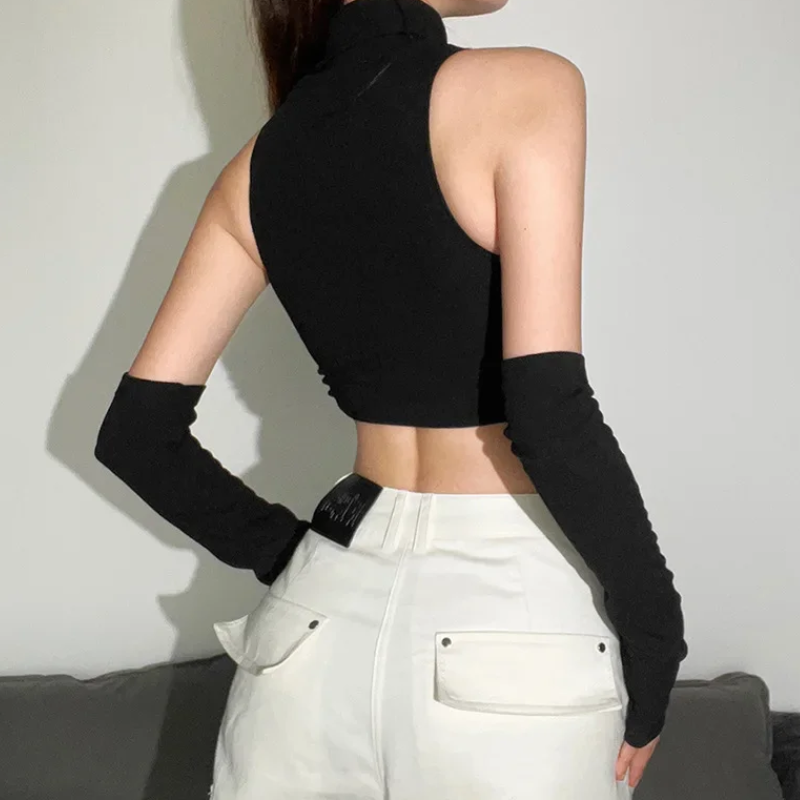 Techwear Hollow Out Crop Top