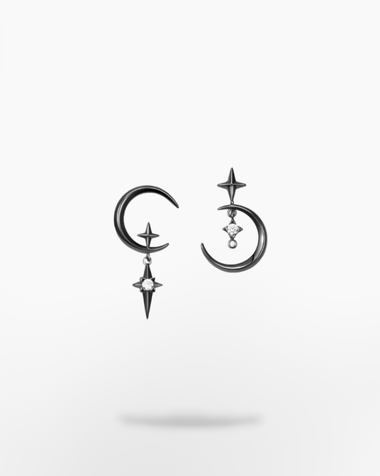 Techwear Crescent Moon Earrings