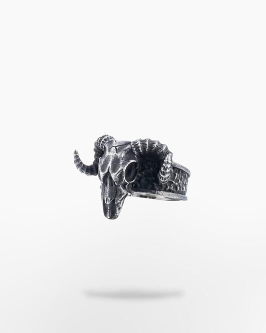 Techwear Ram Skull Ring