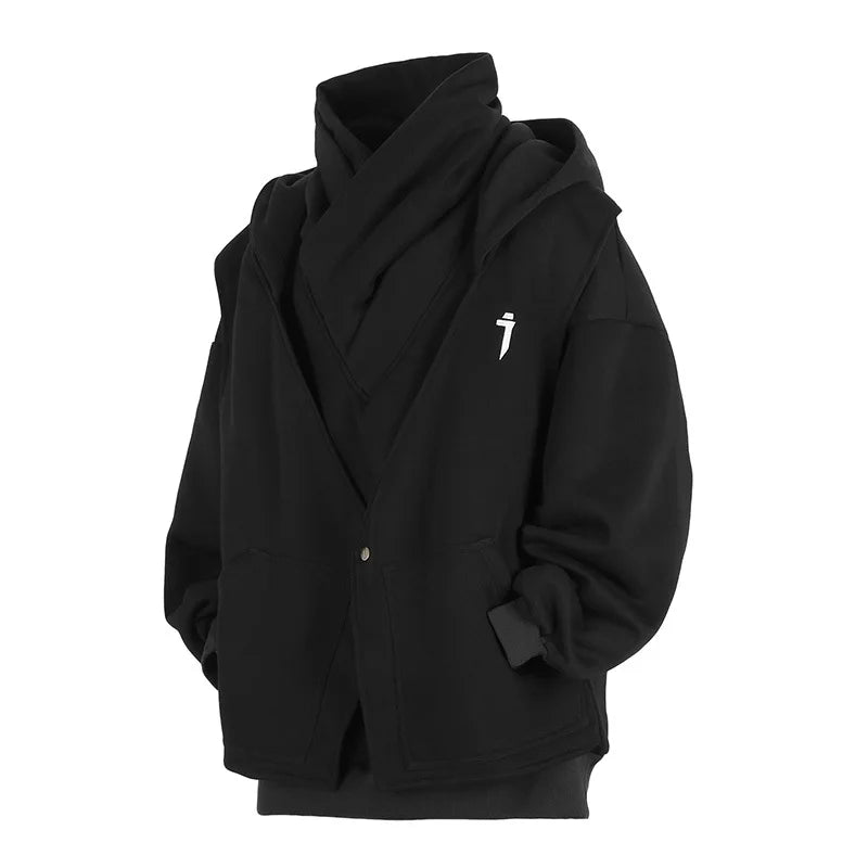 Embroidered High-Neck Layered Heavyweight Sweatshirt