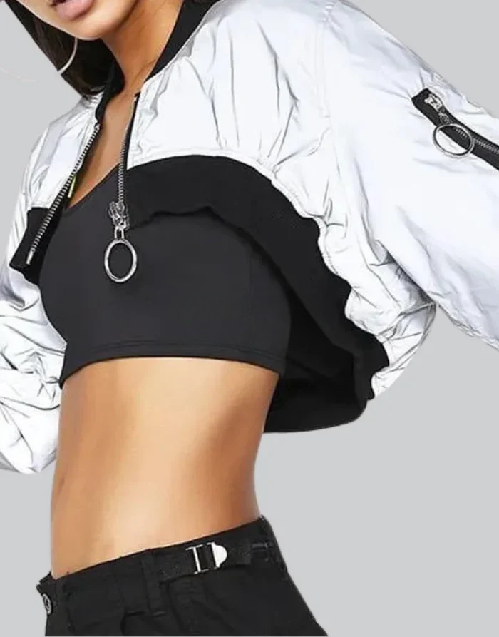 Techwear Reflective Crop Top Jacket