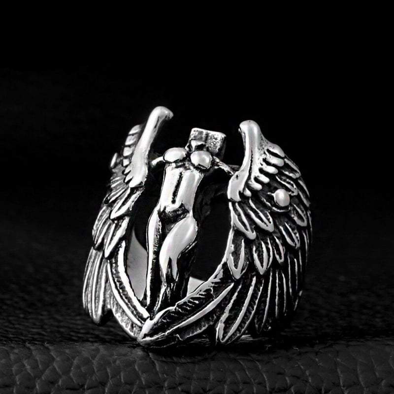 Techwear Angel Feather Ring