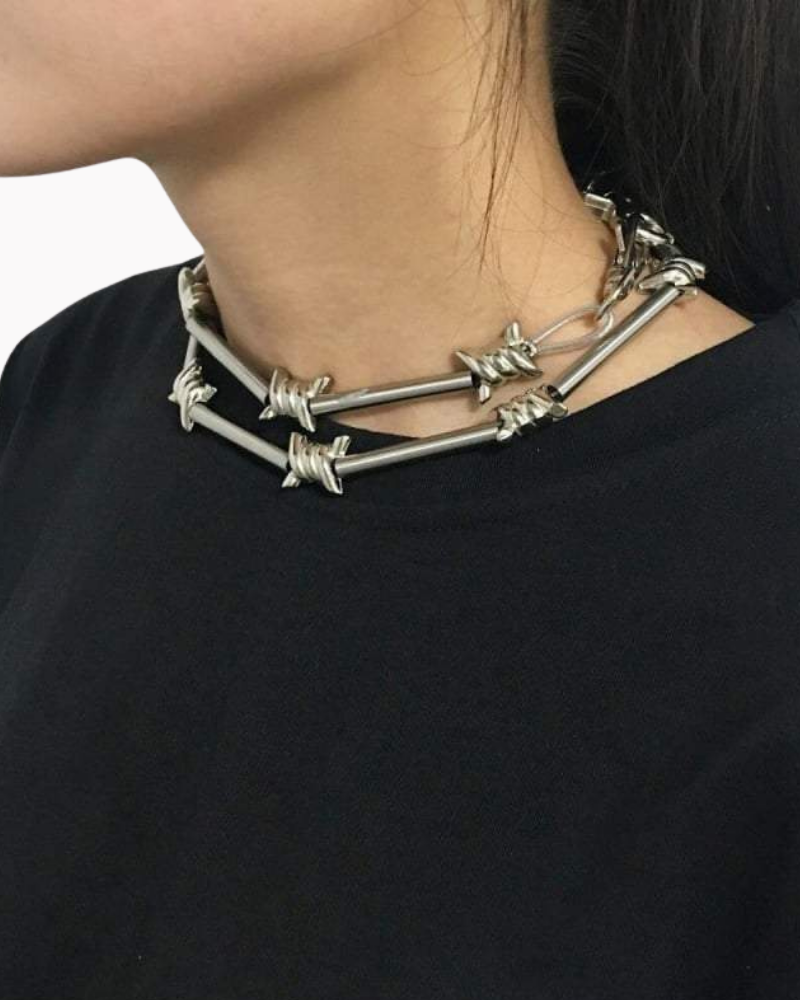 Techwear Barbed wire chain necklace