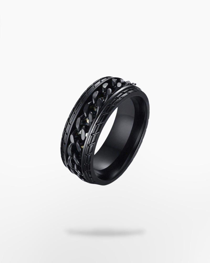 Techwear Black Chain Ring