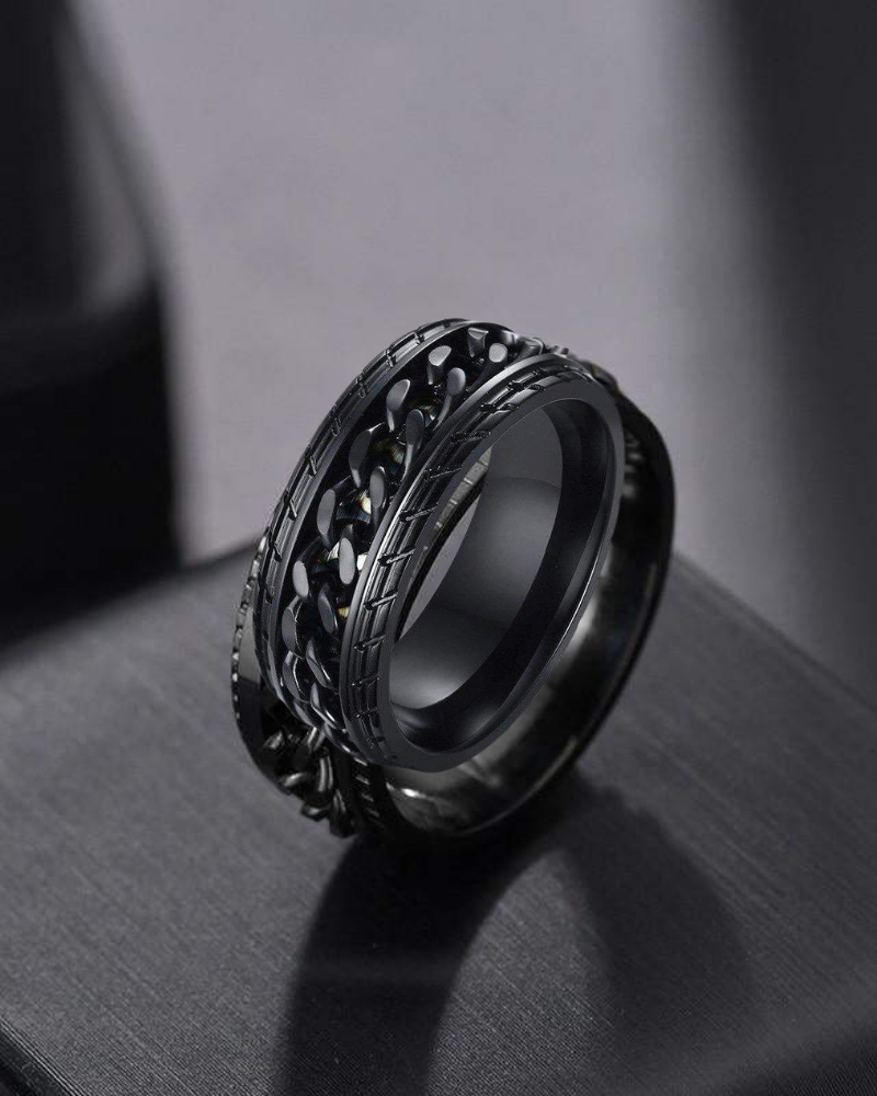 Techwear Black Chain Ring