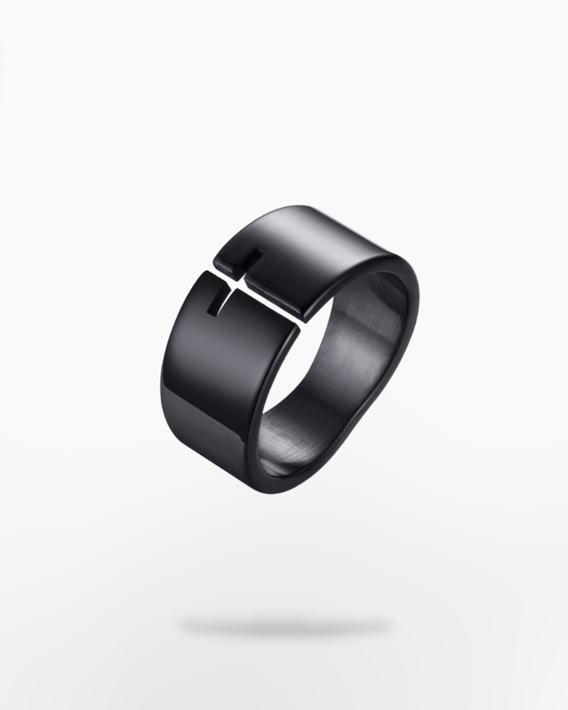 Techwear Black Cross Ring