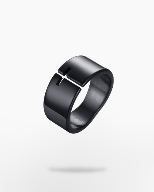 Techwear Black Cross Ring