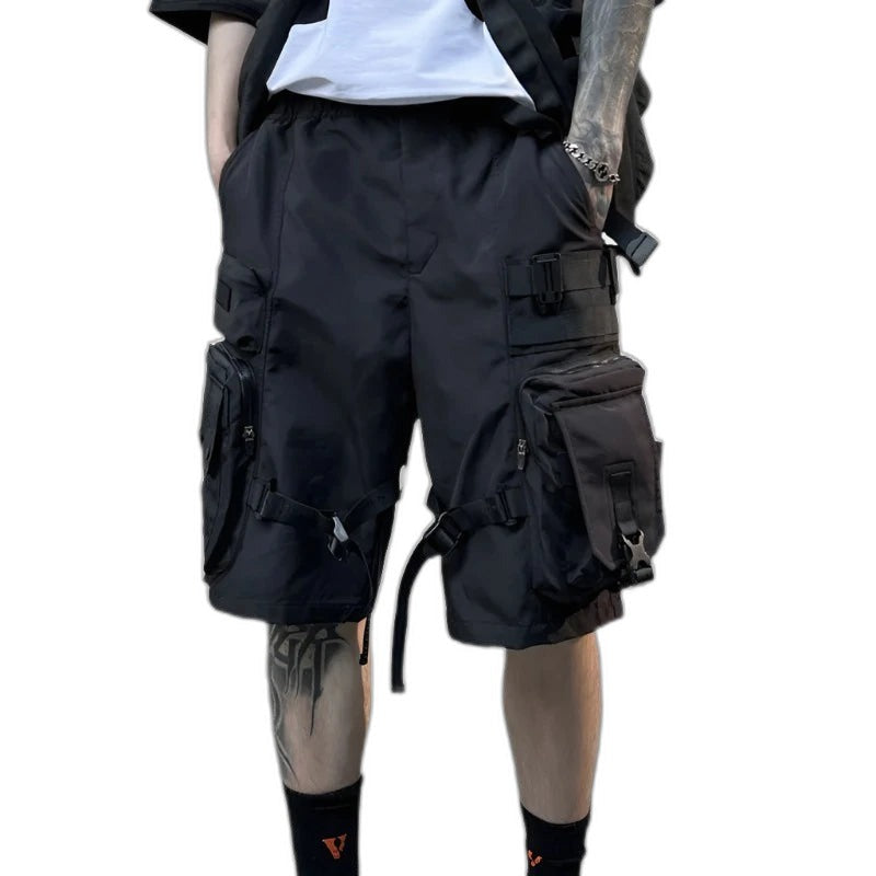 Black High Waisted Cargo Shorts